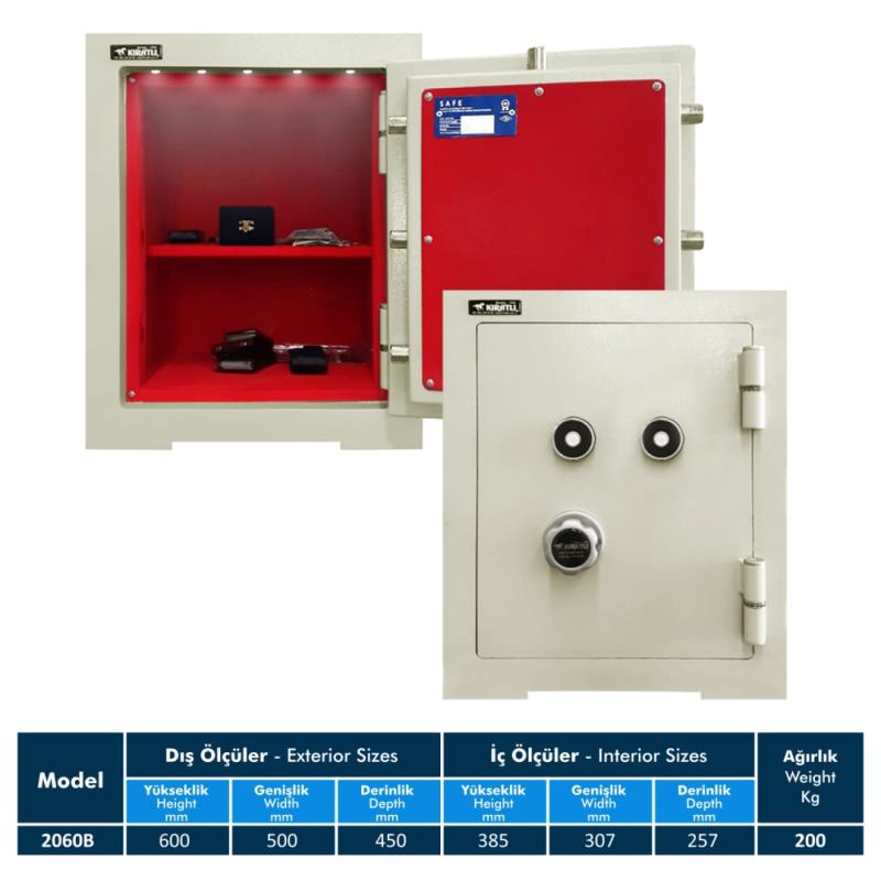2060B KKK Tek kapılı Çelik Kasa Kadifeli
